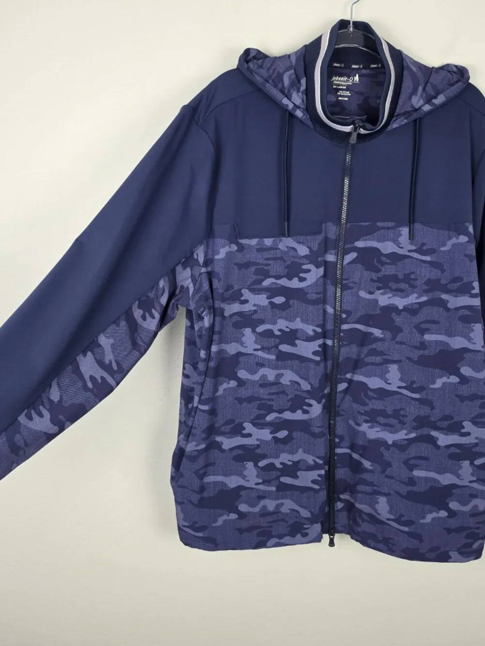 Johnnie-O Callahan Hooded Performance Camo Jacket Nylon Navy Blue Size XXL